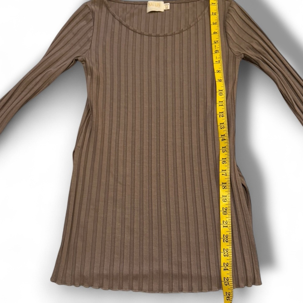 Nation LTD Revolve Akiko High Split Slit Tunic Brown Rib Fall 90s Retro XS - Picture 5 of 6